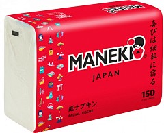Салфетки бумажные Maneki Red белые 2-х слойные 150 шт м/у