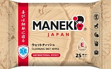 Cалфетки влажные Maneki очищающие с витамином Е, 25шт