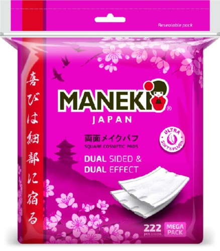 Подушечки косметические Makeki "Sakura" прямоугольные, с пресс линиями и защипами, 222шт