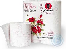 Туалетная бумага Maneki "Dream" трехслойная с ароматом сакуры 4 рулона