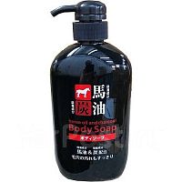 Гель для душа с лошадиным маслом и древесным углем Horse Oil and Charcoal Body Soap, Kumano Cosmetic