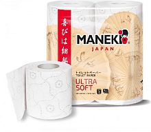 Туалетная бумага Maneki "Kabi" трехслойная с тиснением 4 рулона